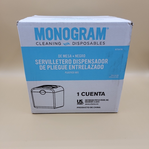 Interfold Napkin Dispenser Table Top Black Plastic Monogram Cleaning Disposables - Picture 9 of 12